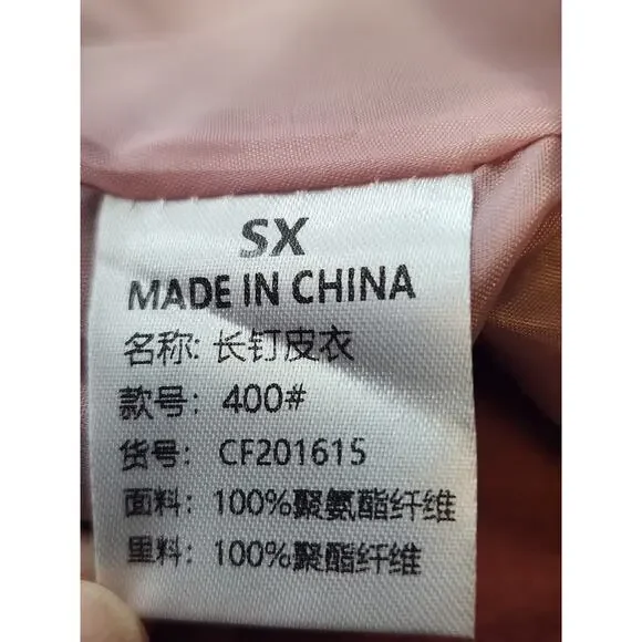 SX Honey Pot Spiked Jacket Womens S Faux Leather Baby Pink Belted Punk Moto NWT - Picture 10 of 10